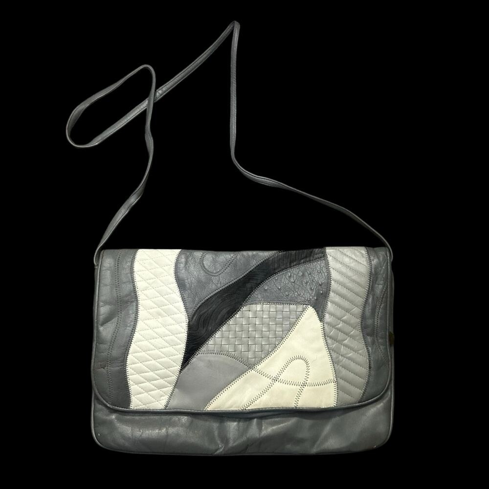 Vintage Four Seasons Gray Patchwork Leather Bag